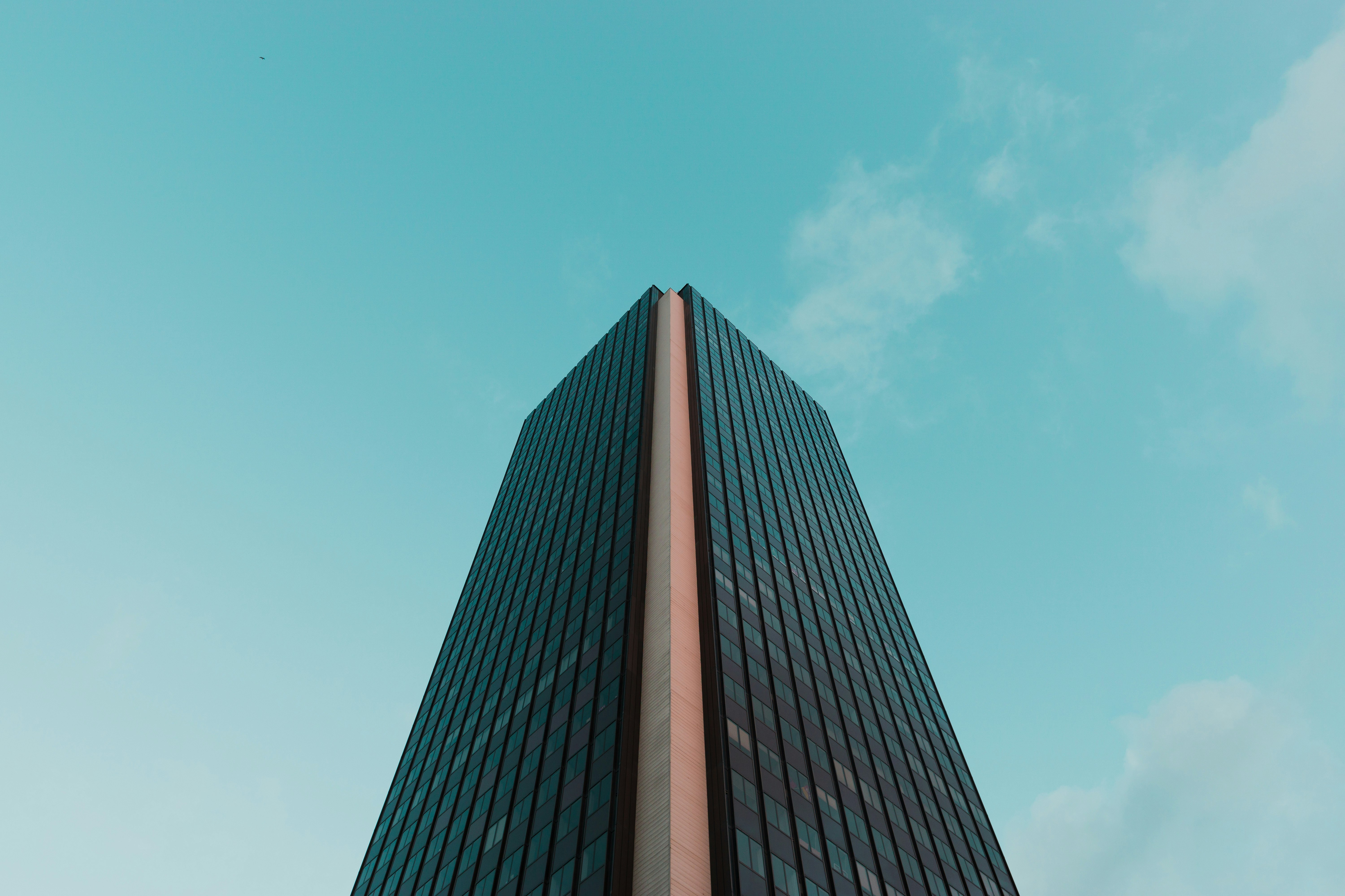 low angle black concrete tower